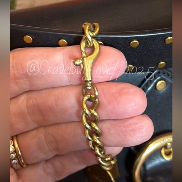 COACH BRASS CARRIAGE CHARM CHAIN LINK LOBSTER CLASP POPPY MEDALLION MINI HANGTAG - Picture 6 of 6